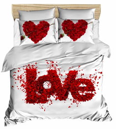L'essentiel linge de maison Juego de funda nórdica doble con impresión 3D, Rojo y Blanco